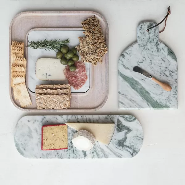 imageCreative CoOp Marble Oval Cheese Board GreenOval