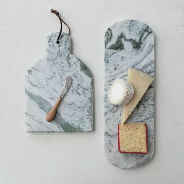 imageCreative CoOp Marble Oval Cheese Board GreenWith Handle