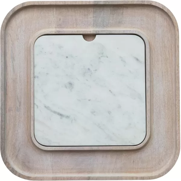 imageCreative CoOp Marble and Wood Cutting Board on a Dish White