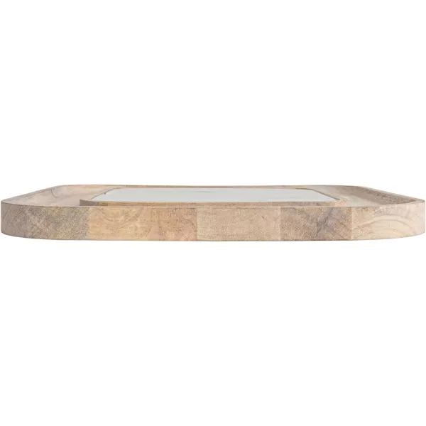 imageCreative CoOp Marble and Wood Cutting Board on a Dish White