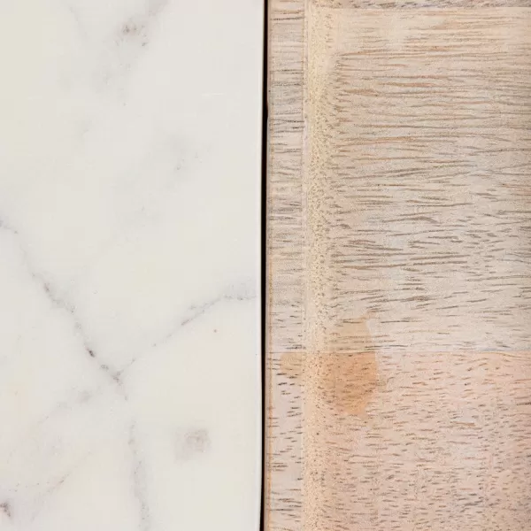 imageCreative CoOp Marble and Wood Cutting Board on a Dish White