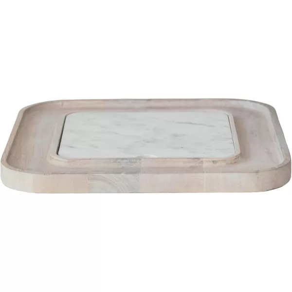 imageCreative CoOp Marble and Wood Cutting Board on a Dish White