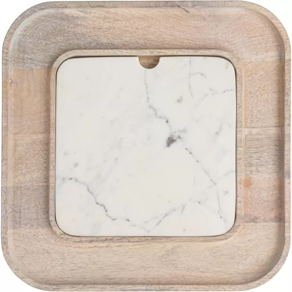 imageCreative CoOp Marble and Wood Cutting Board on a Dish White
