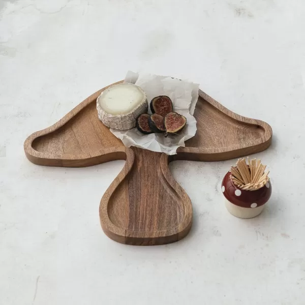 imageCreative CoOp Mushroom Shaped Mango Wood Serving Board Natural