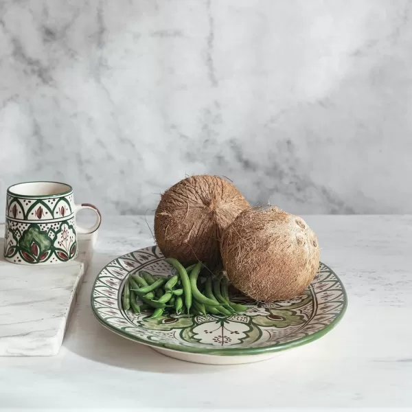 imageCreative CoOp Round Botanical Bliss Stoneware Mug MulticolorPlatter