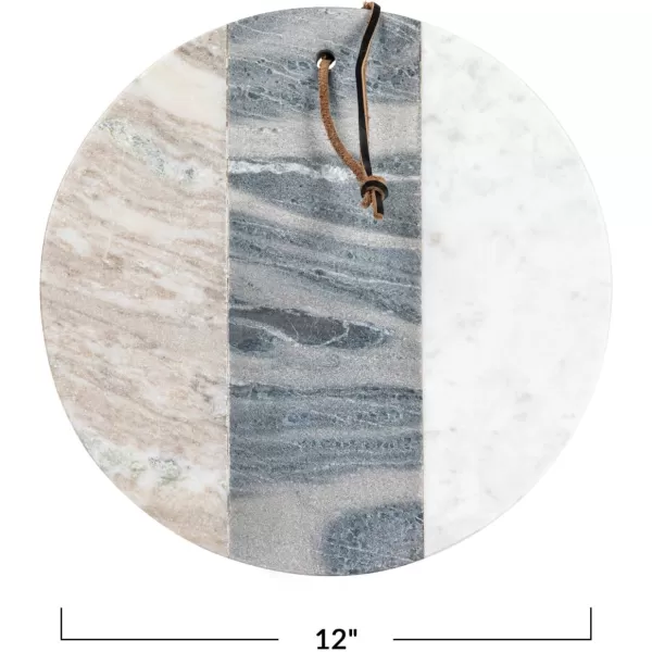 imageCreative CoOp Round Marble Slicer Sturdy Leather Tie Multicolor Cheese and Cutting Board Multi