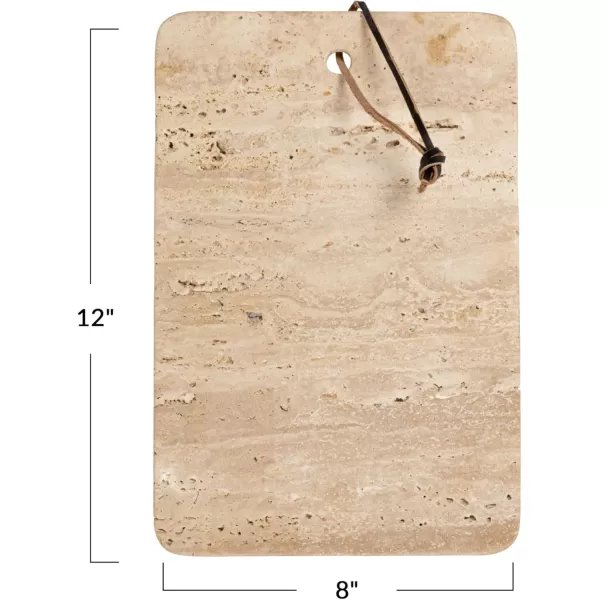 imageCreative CoOp Wide Travertine Slicer Leather Tie Natural Cheese and Cutting Board One Size