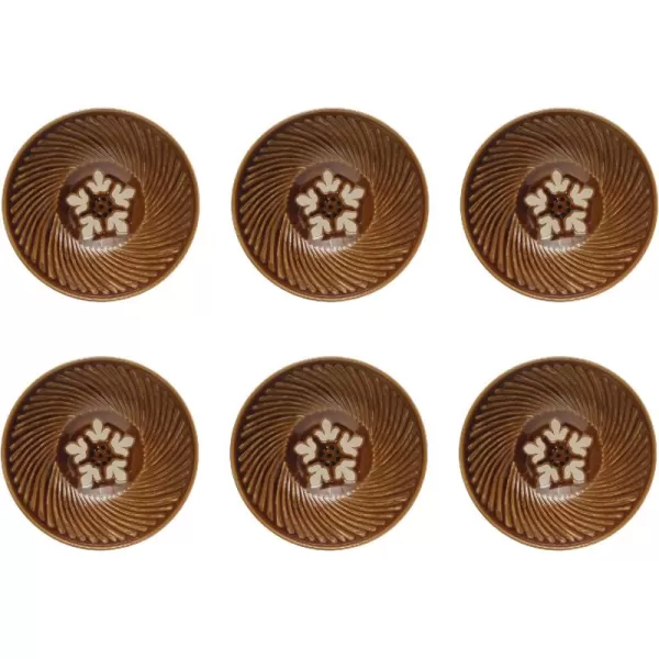 imageCreative CoOp 75 Inches Round Stoneware Dinnerware Set with Lines and Star Pattern Brown Set of 6 Bowls