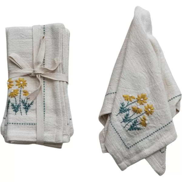 imageCreative CoOp Floral HandEmbroidered Cotton Napkins Multicolor Set of 4