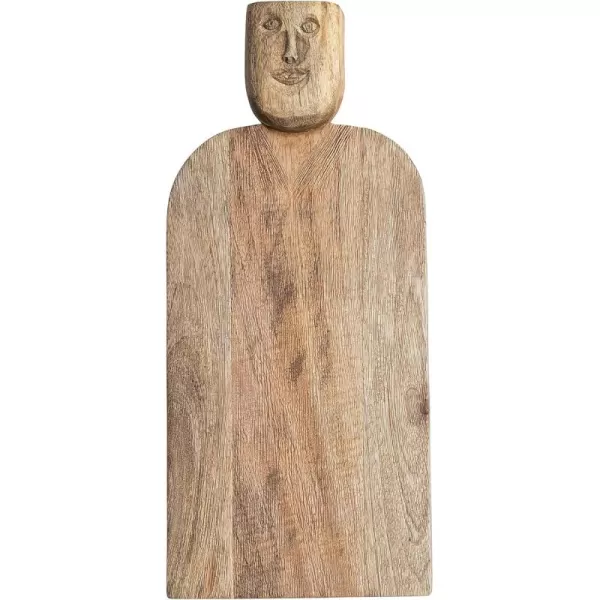 imageCreative CoOp Large HandCarved Mango Wood Slicer Face Handle Design and Combed Finish Natural Cheese and Cutting Board
