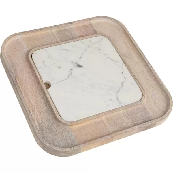 imageCreative CoOp Marble and Wood Cutting Board on a Dish White