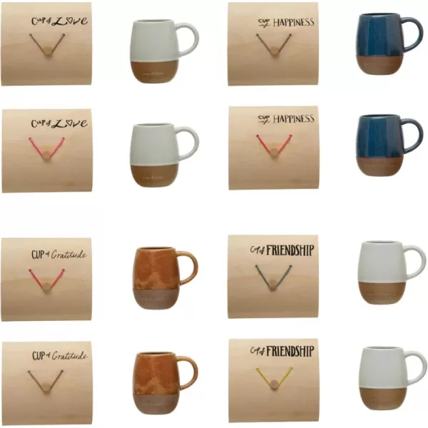 imageCreative CoOp Set of 8 525quot L Stoneware Wood Box Mugs ampamp Cups Multi 8 Count