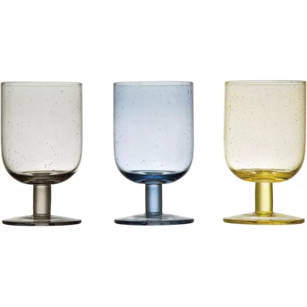 imageCreative CoOp Stemmed Bubble 3 Colors Wine Glass Set 3quot L x 3quot W x 5quot H MulticolorWine Glass