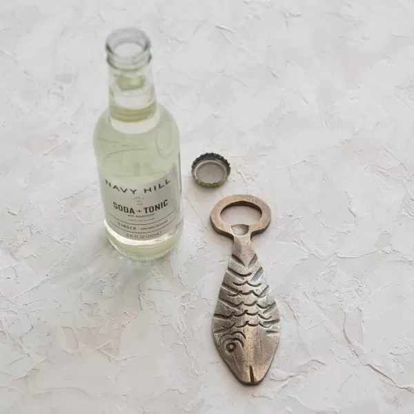 imageCreative CoOp Coastal Metal Fish Shaped Antique Gold Finish Bottle Opener
