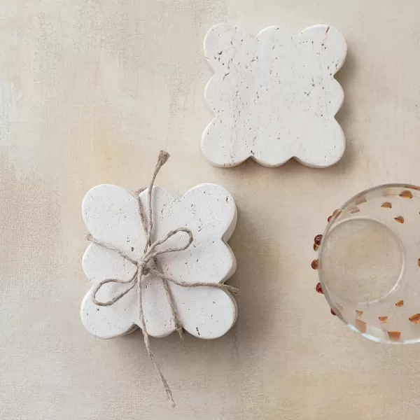 imageCreative CoOp Tuscan Elegance Travertine Coaster Set Natural Set of 4