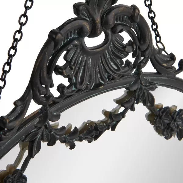 imageCreative CoOp Antique Inspired Hanging Oval Mirror with Pewter FrameBlack
