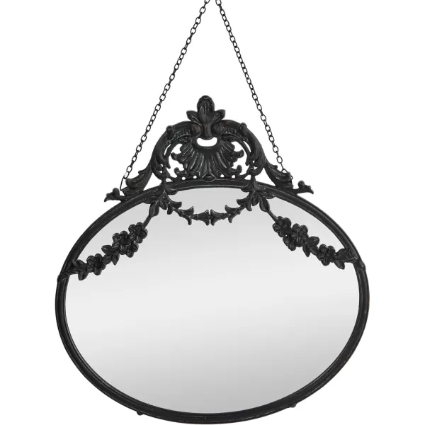 imageCreative CoOp Antique Inspired Hanging Oval Mirror with Pewter FrameBlack
