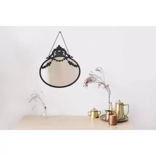 imageCreative CoOp Antique Inspired Hanging Oval Mirror with Pewter FrameBlack