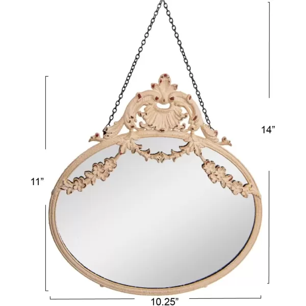 imageCreative CoOp Antique Inspired Hanging Oval Mirror with Pewter FrameCream