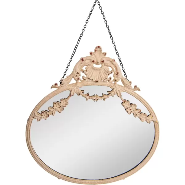 imageCreative CoOp Antique Inspired Hanging Oval Mirror with Pewter FrameCream