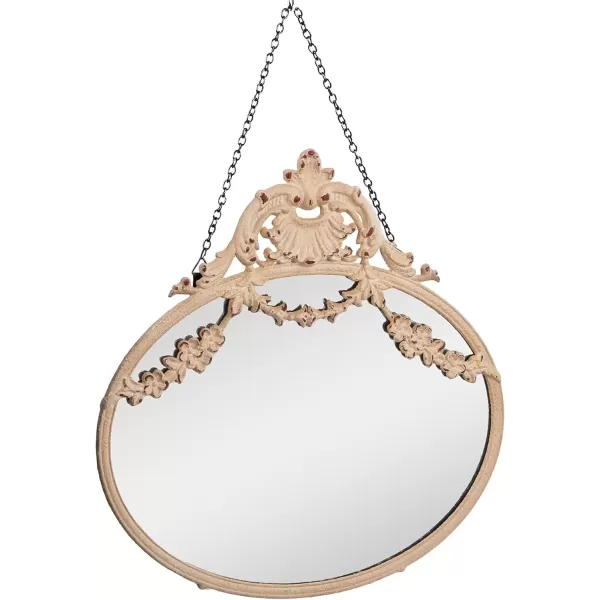 imageCreative CoOp Antique Inspired Hanging Oval Mirror with Pewter FrameCream