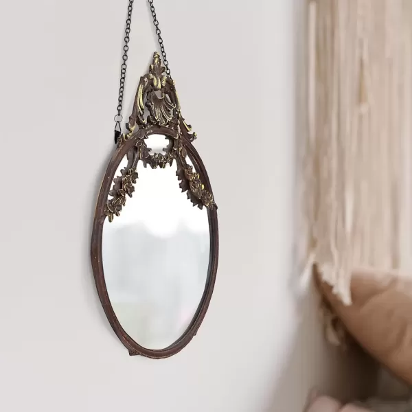 imageCreative CoOp Antique Inspired Hanging Oval Mirror with Pewter FramePewter
