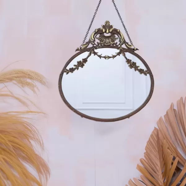 imageCreative CoOp Antique Inspired Hanging Oval Mirror with Pewter FramePewter