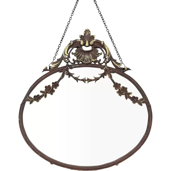 imageCreative CoOp Antique Inspired Hanging Oval Mirror with Pewter FramePewter