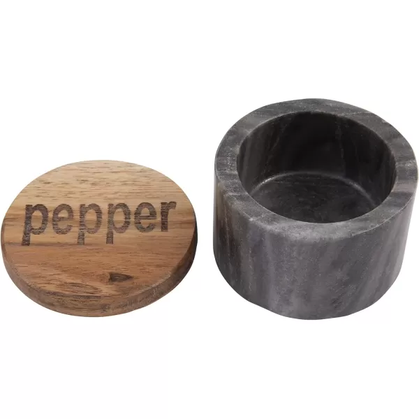imageCreative CoOp Black ampamp White Marble Wood Lids Set of 2 Styles Salt and Pepper Pots L x W x H Multi