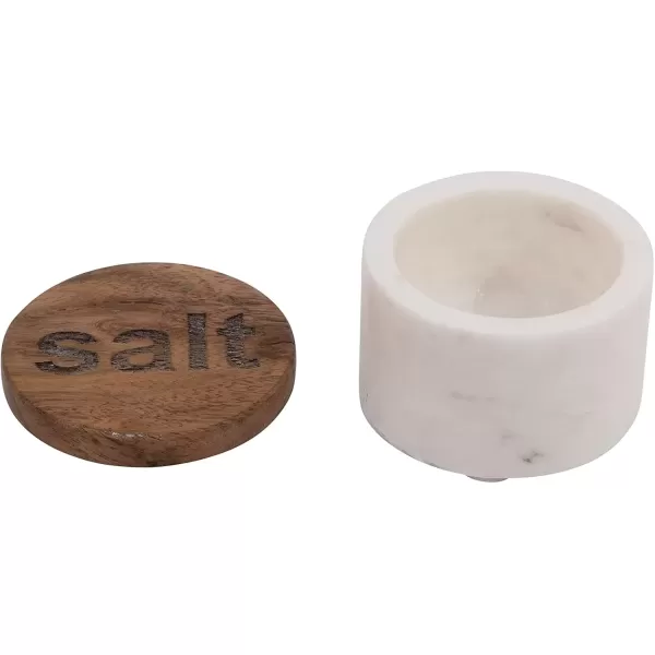 imageCreative CoOp Black ampamp White Marble Wood Lids Set of 2 Styles Salt and Pepper Pots L x W x H Multi