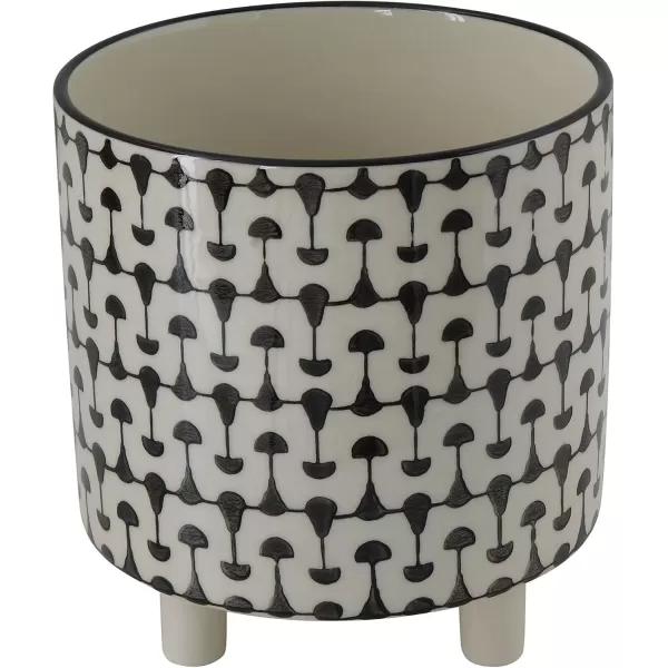 imageCreative CoOp Black ampamp White Round Stoneware Footed PlanterBlack