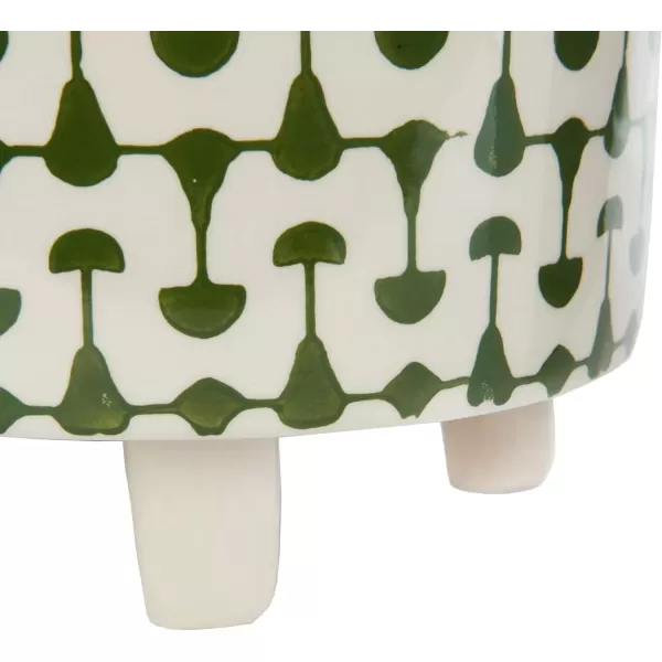 imageCreative CoOp Black ampamp White Round Stoneware Footed PlanterGreen