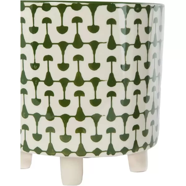 imageCreative CoOp Black ampamp White Round Stoneware Footed PlanterGreen