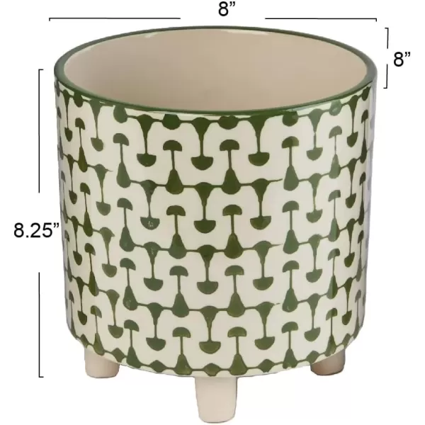 imageCreative CoOp Black ampamp White Round Stoneware Footed PlanterGreen