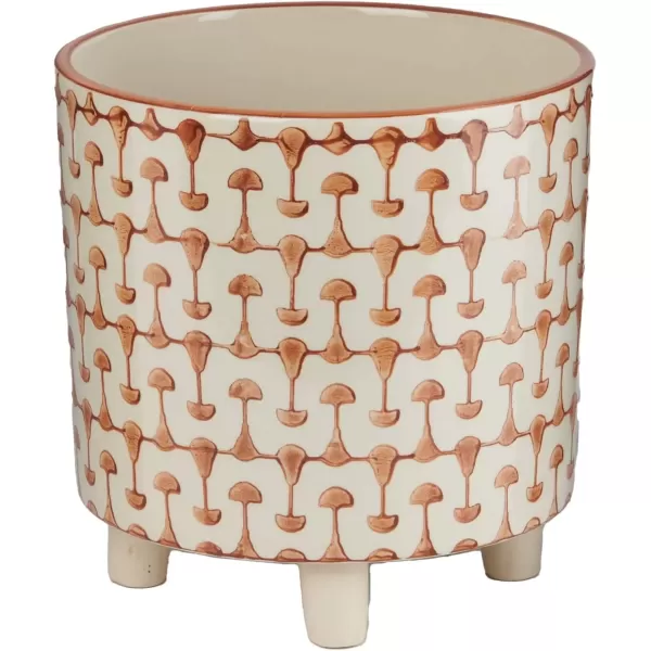 imageCreative CoOp Black ampamp White Round Stoneware Footed PlanterOrange