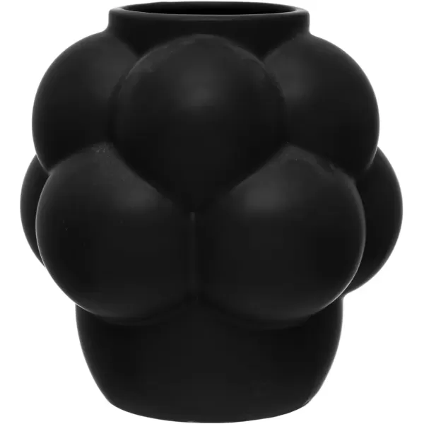 imageCreative CoOp Bulbous Stoneware Vase with Raised Dots and Matte Finish WhiteMatte Black