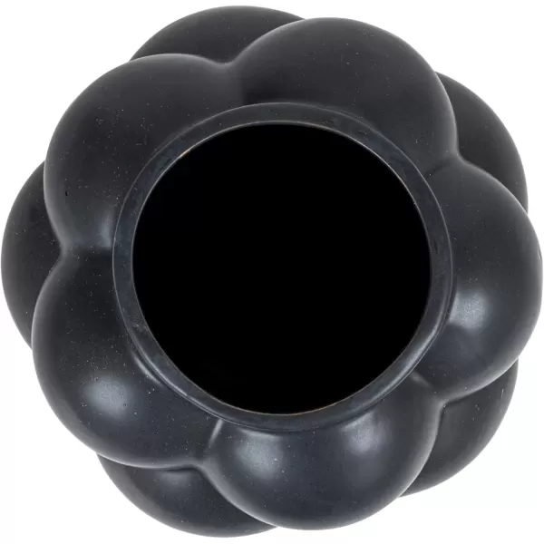 imageCreative CoOp Bulbous Stoneware Vase with Raised Dots and Matte Finish WhiteMatte Black