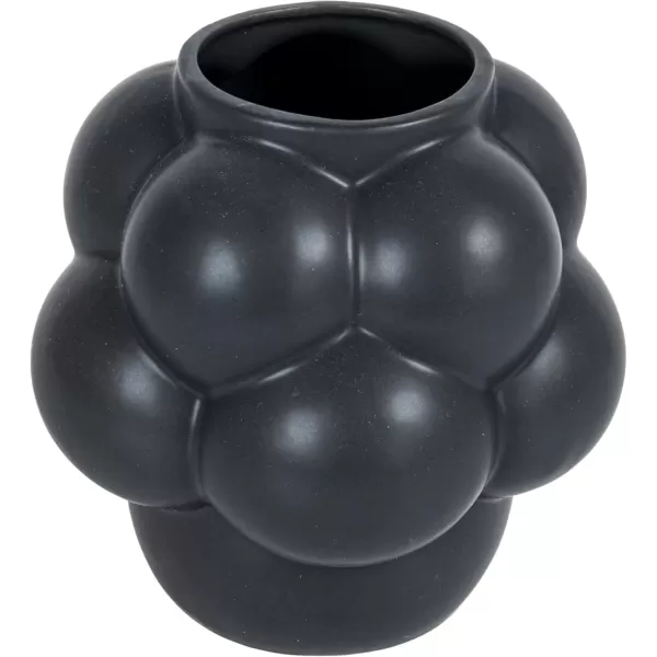 imageCreative CoOp Bulbous Stoneware Vase with Raised Dots and Matte Finish WhiteMatte Black
