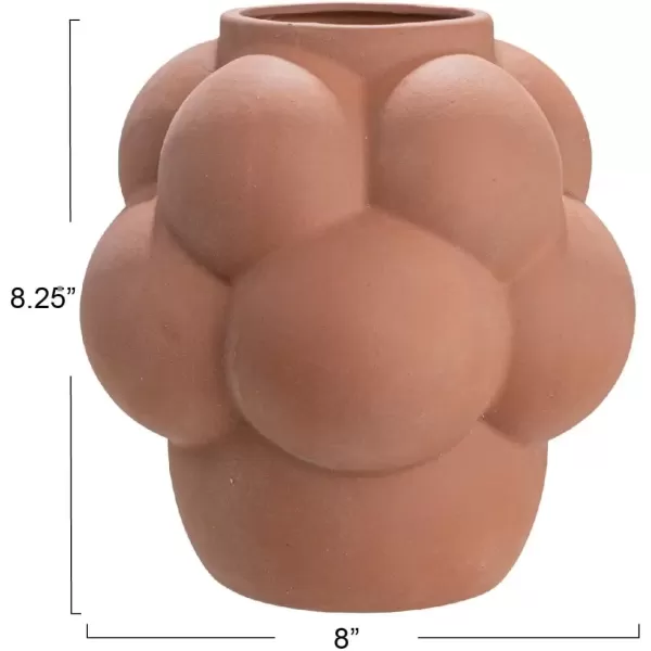 imageCreative CoOp Bulbous Stoneware Vase with Raised Dots and Matte Finish WhiteTerracotta