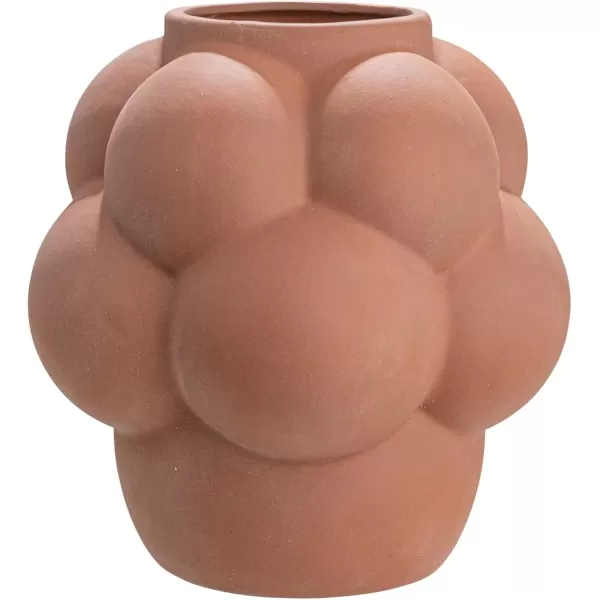 imageCreative CoOp Bulbous Stoneware Vase with Raised Dots and Matte Finish WhiteTerracotta
