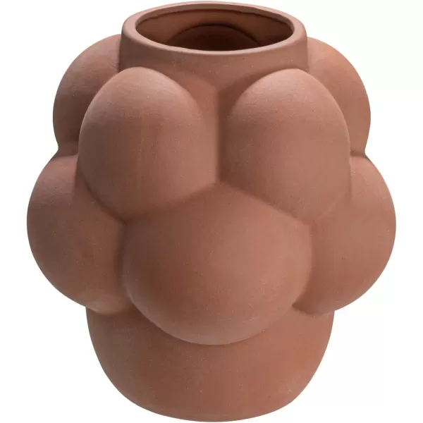 imageCreative CoOp Bulbous Stoneware Vase with Raised Dots and Matte Finish WhiteTerracotta