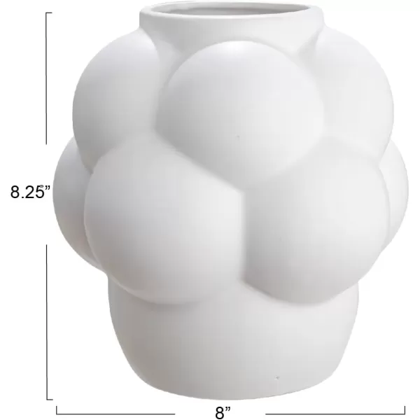 imageCreative CoOp Bulbous Stoneware Vase with Raised Dots and Matte Finish WhiteWhite