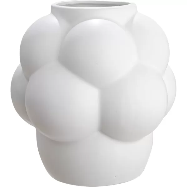 imageCreative CoOp Bulbous Stoneware Vase with Raised Dots and Matte Finish WhiteWhite