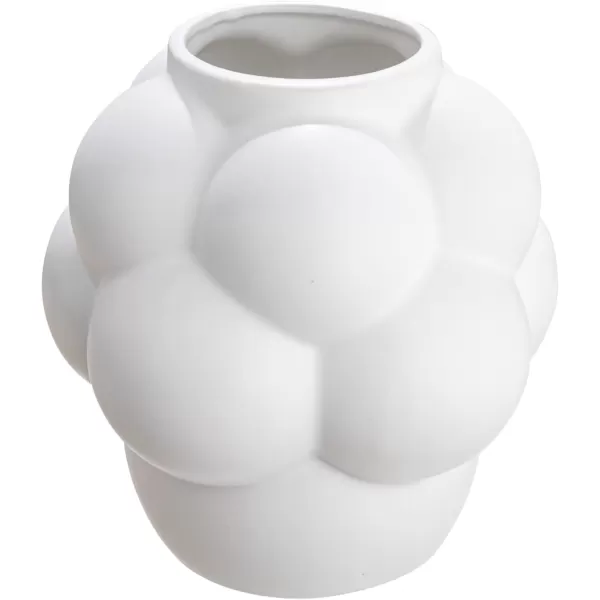 imageCreative CoOp Bulbous Stoneware Vase with Raised Dots and Matte Finish WhiteWhite