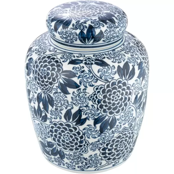 imageCreative CoOp Decorative Ceramic Lid Blue and White Ginger Jar Dahlia Flower