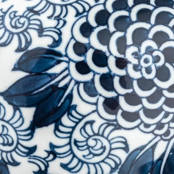 imageCreative CoOp Decorative Ceramic Lid Blue and White Ginger Jar Dahlia Flower