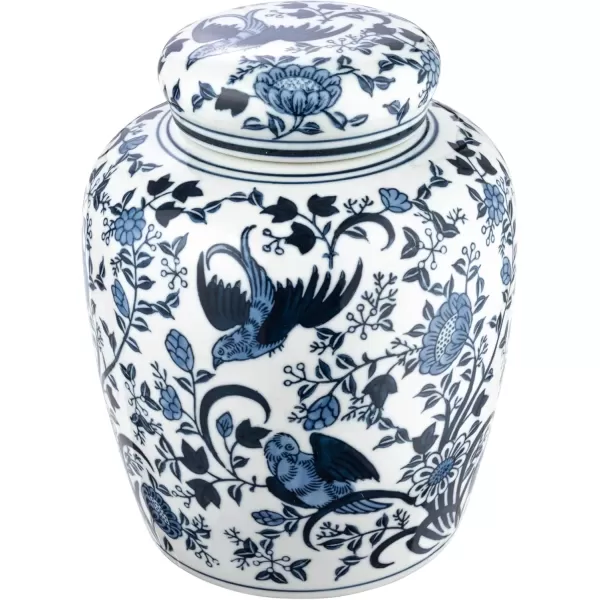 imageCreative CoOp Decorative Ceramic Lid White Ginger Jar Blue Bird