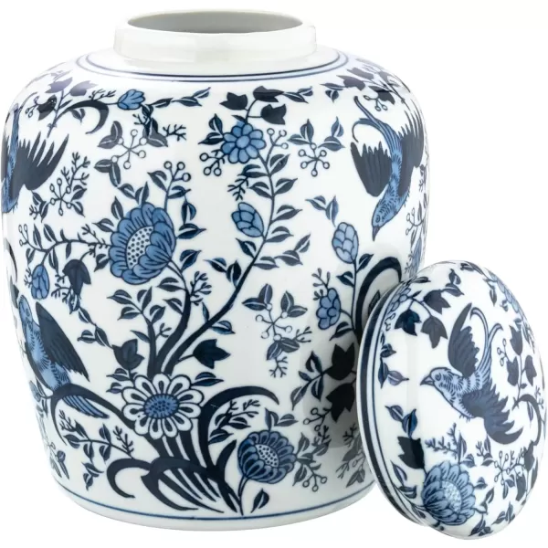 imageCreative CoOp Decorative Ceramic Lid White Ginger Jar Blue Bird