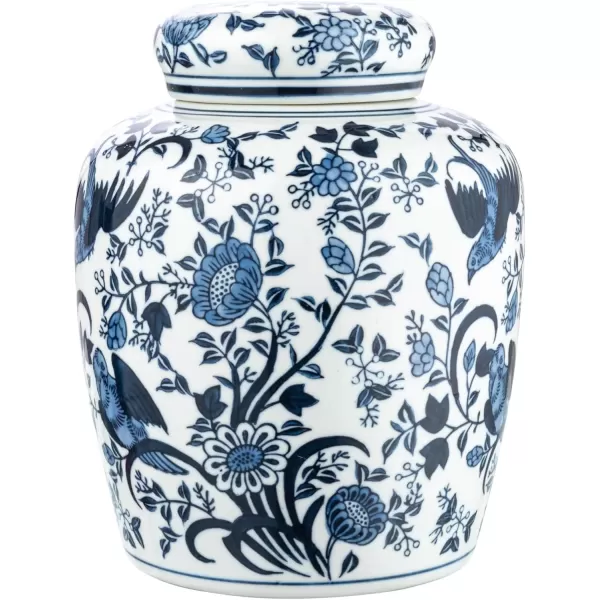 imageCreative CoOp Decorative Ceramic Lid White Ginger Jar Blue Bird