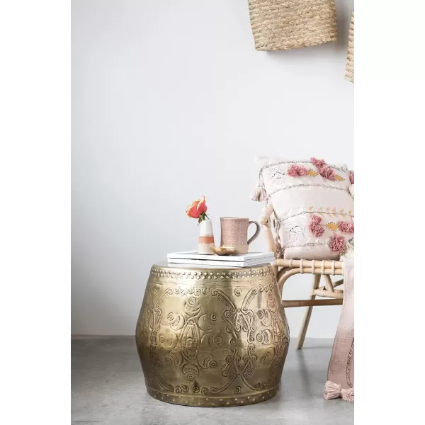 imageCreative CoOp Global Metal End Table with Embossed Florals Antique Gold